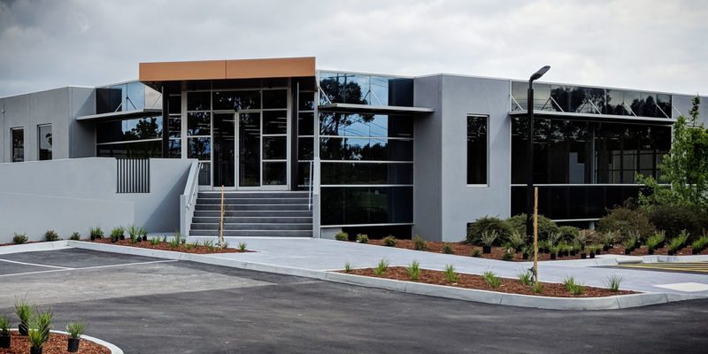 Outside of small office building.