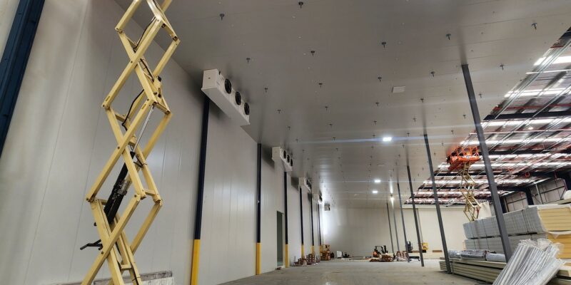 A large cold storage facility being built.